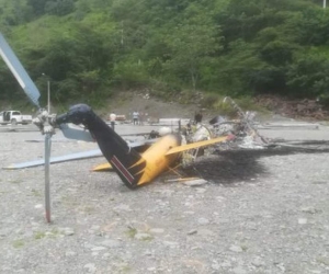  Así quedó el helicóptero en Toledo, Antioquia.