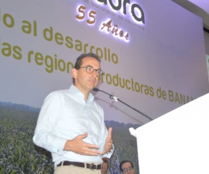 Andrés Valencia, ministro de Agricultura, durante el octavo congreso técnico bananero.