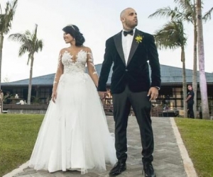 Nicky Jam y la modelo colombiana Angélica Cruz durante su boda en febrero de 2017