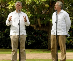 El Presidente Iván Duque y el secretario general de la Organización de Estados Americanos (OEA), Luis Almagro. 