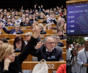 ista general de la votación celebrada en el pleno del Parlamento Europeo sobre la crisis en Venezuela, este jueves en Bruselas, Bélgica. 