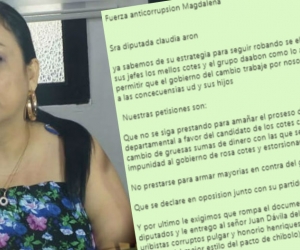 Claudia Patricia Aarón, diputada del Magdalena amenazada de muerte la semana pasada.