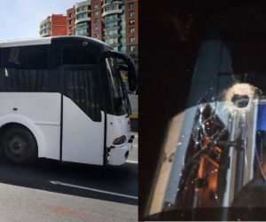 Bus en el que se transportaban los Diputados venezolanos