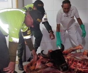 Carne incautada en la Ye de Ciénaga.