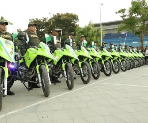Motocicletas entregadas por la Alcaldía a la Policía.