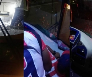 Bus con hinchas de Junior atacado a la salida de Bogotá.