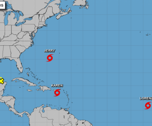 Ubicación de la Tormenta Tropical Karen en el Caribe, este martes en la mañana.