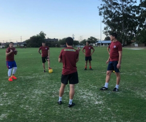 Jugadores de Colombia, durante el entrenamiento