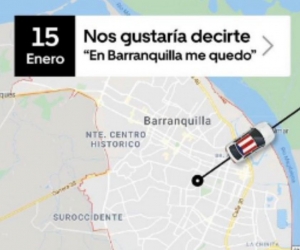 Foto del tuit de Uber sobre salida de Barranquilla.