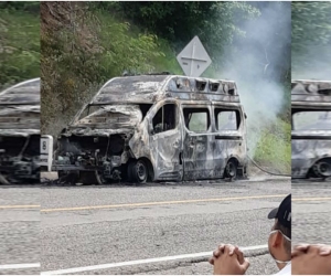El incendio de la ambulancia ocurrió el pasado 22 de julio en el kilómetro ocho, sobre la vía Plato - Nueva Granada.