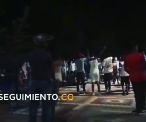 Hinchas del Unión Magdalena celebrando en Santa Marta.