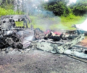 Aeronave mexicana detectada y destruida en tierra por la FAC en septiembre de 2017. 