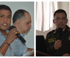 El concejal Jorge Yesid Ospino y el comandante de la Policía Metropolitana, coronel Oscar Solarte.  