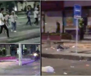 Un video aficionado grabó el momento del saqueo y el instante en que llega la Policía con la tanqueta del Esmad. 