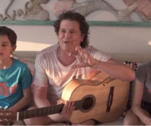 Carlos Vives y sus hijos en cuarentena.