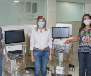 Entrega de ventiladores en clínicas de la ciudad.