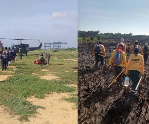 Bomberos reinician labores de control en incendio forestal en Isla Salamanca.