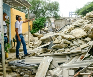 Zona afectada por el deslizamiento del cerro Ancón.