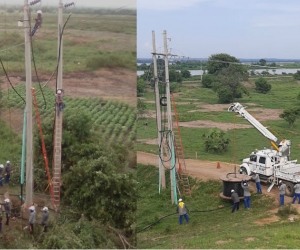 Trabajos de operarios de Electricaribe.