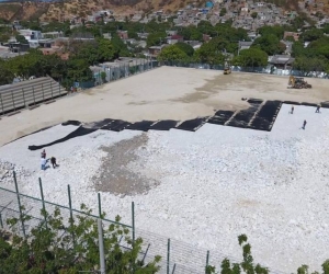 Así lucen las obras en la cancha de Gaira.