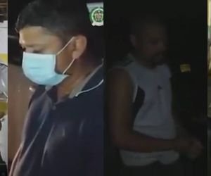 Los cuatro uniformados detenidos.