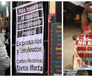 En la noche del sábado, los comerciantes del Centro hicieron un cacerolazo. 