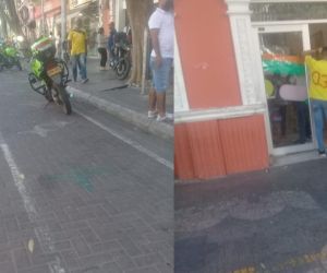 La Policía hizo presencia en el banco donde ocurrió el asalto al cliente.