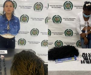 Mujeres capturadas intentando llevar droga en sus extensiones de cabello.