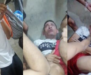 Momento en que uno de los reclusos era agredido por el resto de sus compañeros.