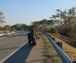 Soldados desactivando explosivo del ELN. 