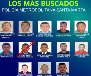 Cartel de los más buscados en Santa Marta