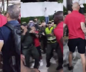 Pelea entre jugadores del América y Policías.