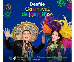 Los Reyes del Carnaval de los Niños Samia Maloof Habib y Emanuel Angulo Cabarcas.