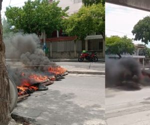 Quema de llantas en la avenida del Ferrocarril