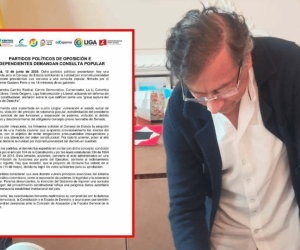 El comunicado de los partidos y el momento de la firma de Petro del decreto.
