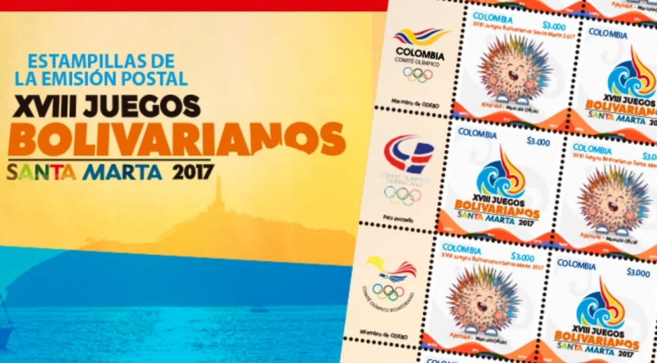 Así serán las estampillas de los Juegos Bolivarianos de Santa Marta 2017. 
