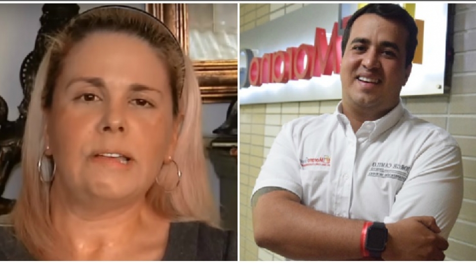 María del Pilar Espinoza (izq) señala a su propio hijo, Jorge Camilo Gnecco (der), de querer asesinarla. 