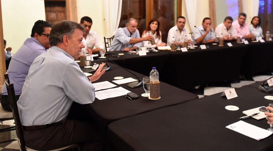 El presidente Juan Manuel Santos durante la reunión con los gobernadores de la región Caribe.