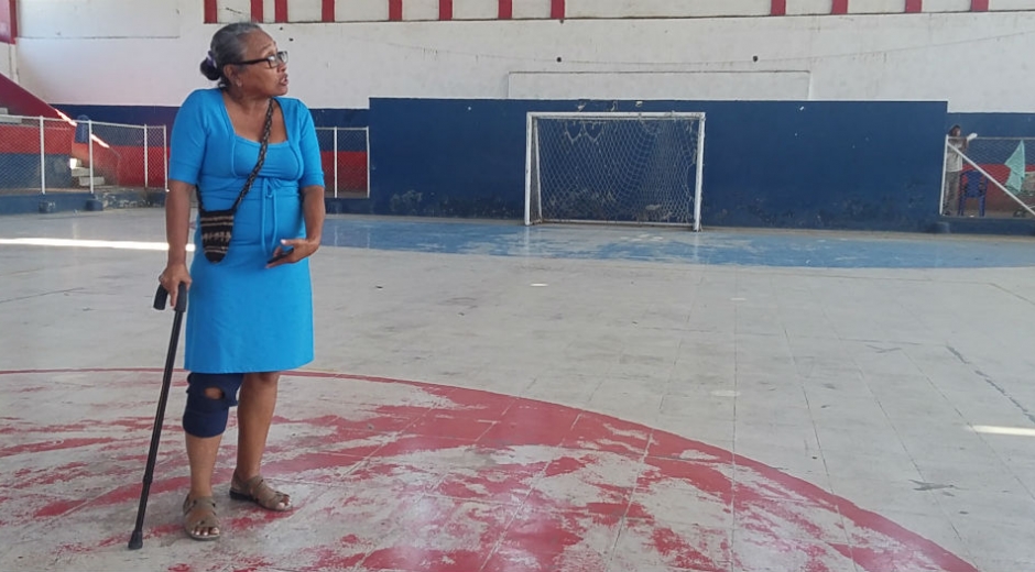 Lourdes Rodríguez Oyola, en días previos a que la desalojaran del Coliseo Menor.