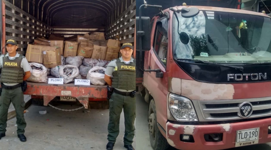Vehículo en que era transportado el cargamento.