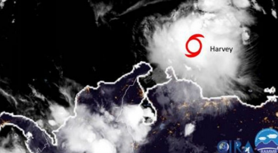 Se espera que el núcleo central de Harvey se posicione al norte de La Guajira hacia la 1:00 de la tarde este sábado.