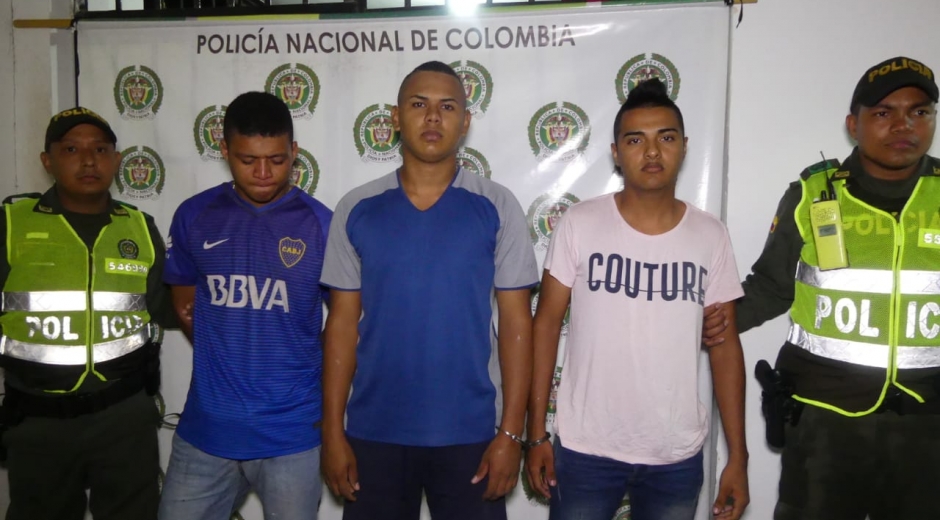 Los capturados Ricardo Daniel Villafañe González, José Enrique Herrera de Arco y Teobaldo Junior Villa Herrera.