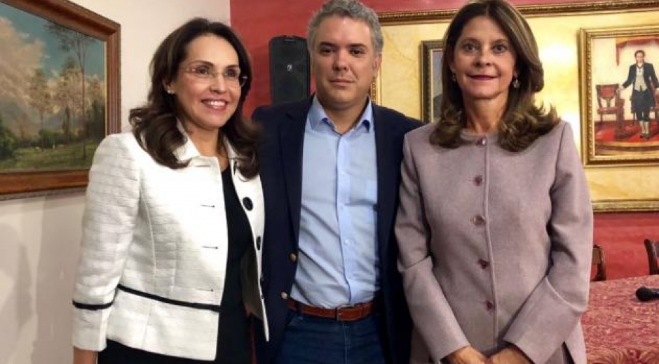 La FM. Viviane Morales; el presidente, Iván Duque y la vicepresidente, Martha Lucía Ramírez.