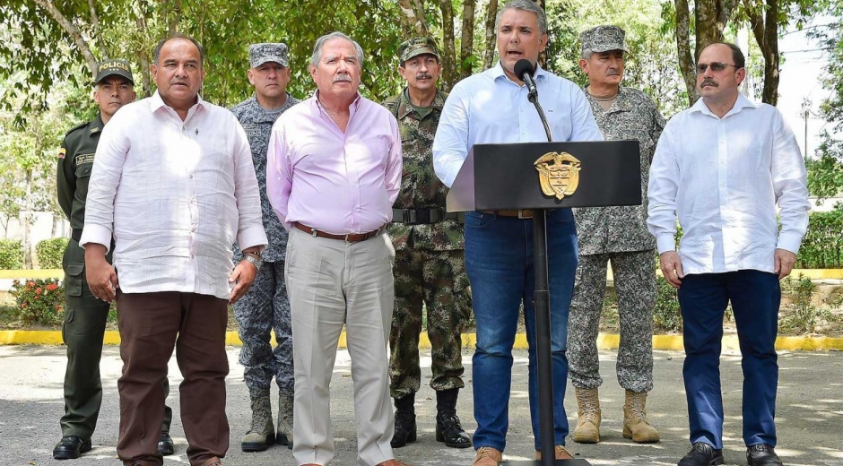 Ivan Duque, dando el anuncio de las capturas