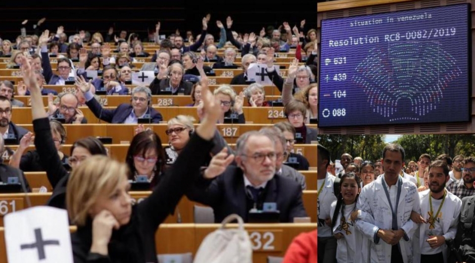 ista general de la votación celebrada en el pleno del Parlamento Europeo sobre la crisis en Venezuela, este jueves en Bruselas, Bélgica. 