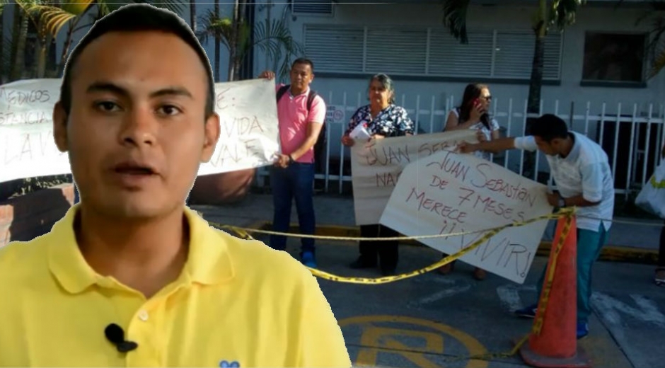 Protesta en Popayán organizada por el padre del bebé al madre pretende abortar.