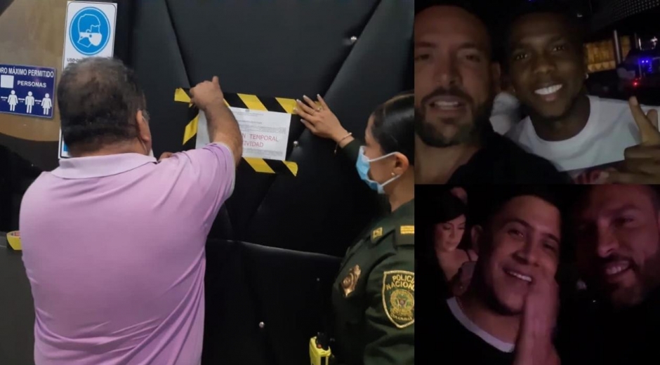 Cierre de la discoteca Discolo, donde se hallaban los exjugadores de Junior Edinson Toloza y Michael Ortega. Alcaldía de Barranquilla y Redes sociales