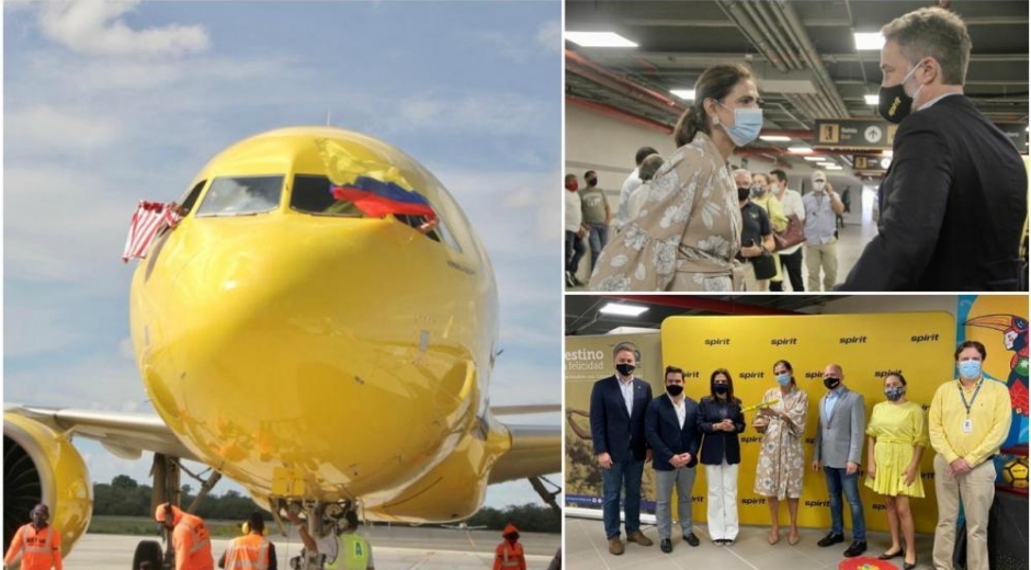 Llegada del primer vuelo Spirit a Barranquilla. Cortesía.