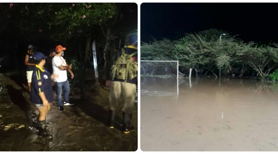 La cancha de fútbol del sector de Guachaca quedó totalmente inundada.