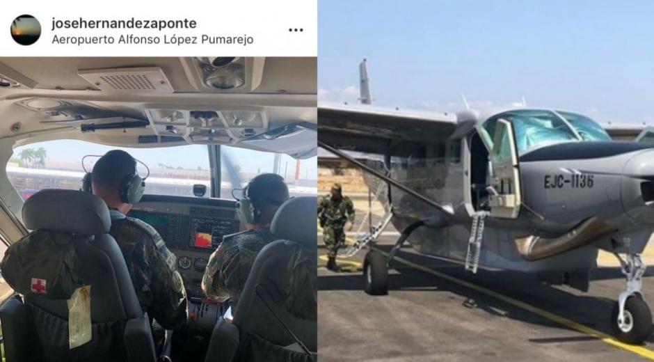 José Guillermo 'Ñeñe' Hernández en aeronaves del Ejército.